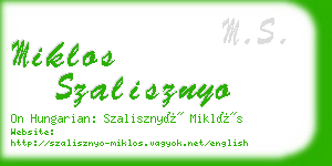 miklos szalisznyo business card